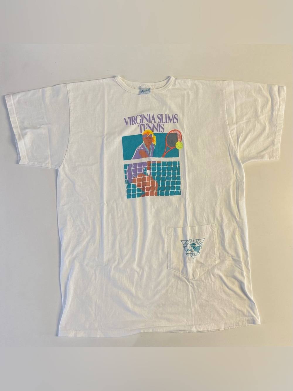 Vintage Virginia Slims Tennis T-shirt One Size poquet 1990s